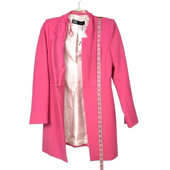 Structured Tailored Pink Longline Blazer Jacket Medium -Fitted Lined Statement - Picture 7 of 13